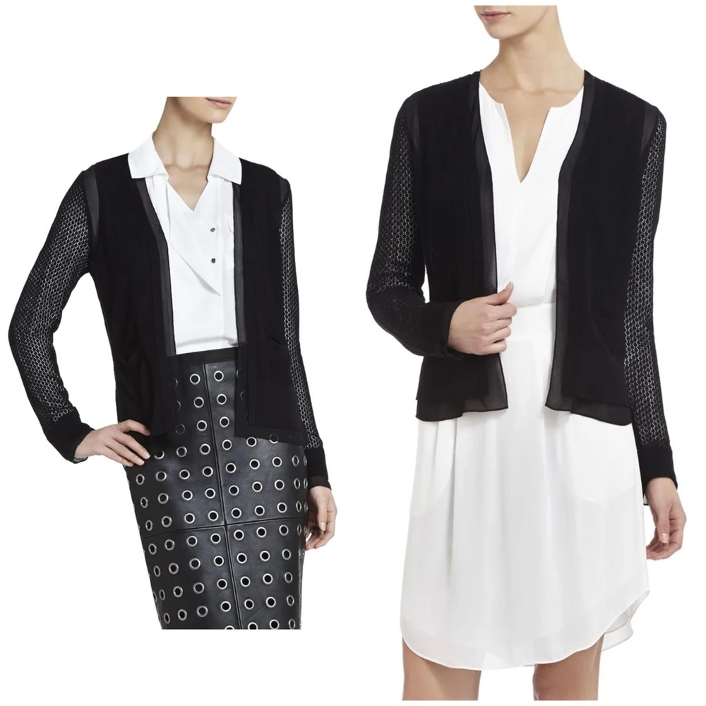 BCBG Max Azria Eugene Silk Cotton Pointelle Cardigan
